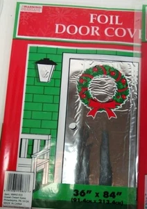 Cubierta de puerta de aluminio de Navidad 36 X 84 pulgadas plateada nueva - Imagen 1 de 13