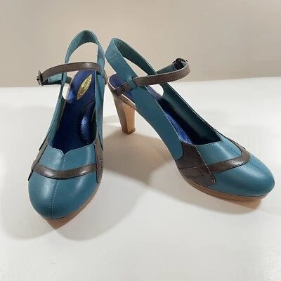 Zapatos de tacón con plataforma Mary-Jane Glory Gold para mujer talla 10 azul verdoso y marrón Foto 1 de 4