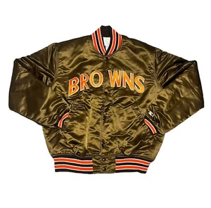 VTG NFL Cleveland Browns Starter Jacket Satin Bomber Chalk Line 80s 90s USA L - Picture 1 of 15