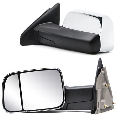 [Manual Extended] Fits 2003-2009 Dodge Ram 2500 3500 Towing Mirrors LH+RH Chrome - Image 1 of 4