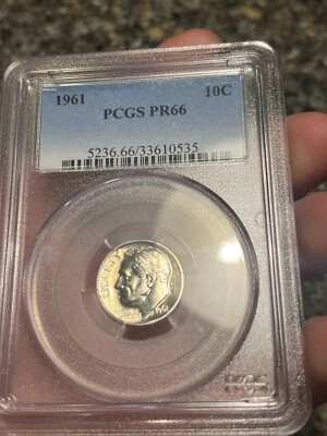 1961 10C SILVER PROOF Roosevelt Dime PCGS PR66 - Image 1 of 4