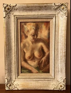 Vintage Gemälde signiert Les Clark (1907-1979) CA Akt MCM - Bild 1 von 10