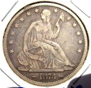 1873 ARROWS SEATED LIBERTY HALF DOLLAR 50C PHILADELPHIA MINT NICE DATE - Picture 1 of 2