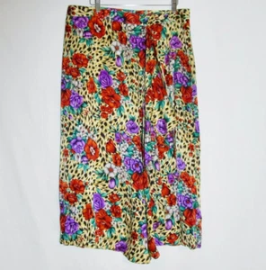 Vintage 100 % Silk Leopard Print Floral Wrap Skirt Sarong Cover Up Size Large - Picture 1 of 10