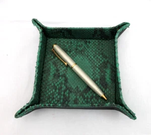 Bergdorf Goodman echtes Pythonleder Diener Tablett Catchall 7" quadratisch Italien GRN - Bild 1 von 7