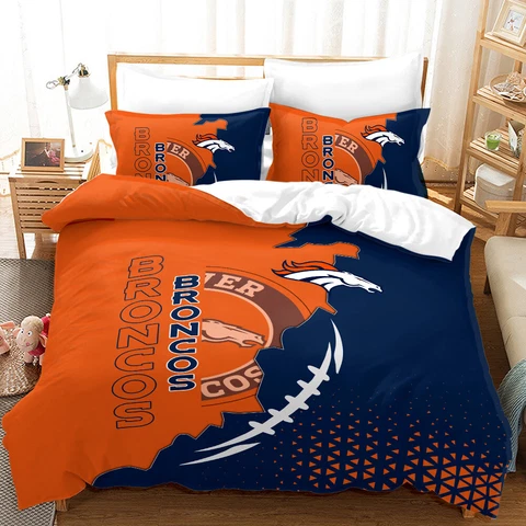 Denver Broncos Bedding Sets 3 Pieces Cotton Blend Duvet Cover Pillowcase Gift Cover