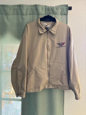 Vintage Cutter & Buck Corvette Khaki Jacket Men’s Large Beige Zip Up Embroidered - Image 1 of 4