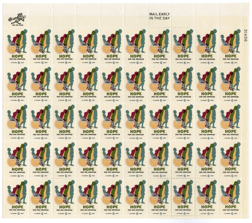 Scott #1385 Hope for Disabled Sheet of 50 Stamps - MNH P#31456 UR - Image 1 of 1