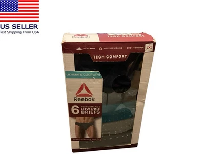 Reebok Men Tech Comfort Low Rise Performance Briefs Underwear 6 Pack Size 2XL - Image 1 of 2