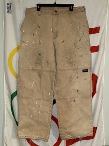 Pantalones de pintor vintage Dickies doble rodilla 38x32 beige desgastado ropa de trabajo - Imagen 1 de 11