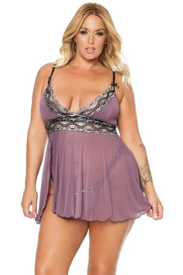 Coquette - 1448X - Baby-Doll & G-String Diva - PURPLE - Image 1 of 4