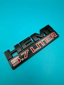 OEM 2013 - 2018 Dodge Ram HEMI 5.7 LITER Emblem Fender Badge BLACK 68149700AA - Picture 1 of 6