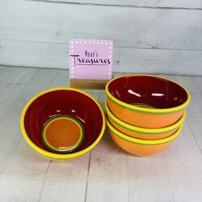 Anillos Dansk CARIBE ARUBA NARANJA y Rojo Verde Amarillo 6 1/8" Sopa Cereal Cuencos de 4 Foto 1 de 4