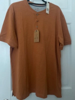 Camisa Henley Melange Manga Corta Vintage Impermeable, Para Hombre Nueva con Etiquetas, Adobe XL   Foto 1 de 4