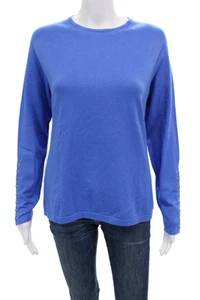 J. Mclaughlin Womens Cotton Long Sleeve Round Neck Casual Knit Shirt Blue Size M - Picture 1 of 5