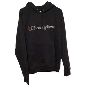 Champion Herren schwarz Fleece Hoodie Sweatshirt Größe Large neu ohne Etikett Grafik Pullover - Bild 1 von 4