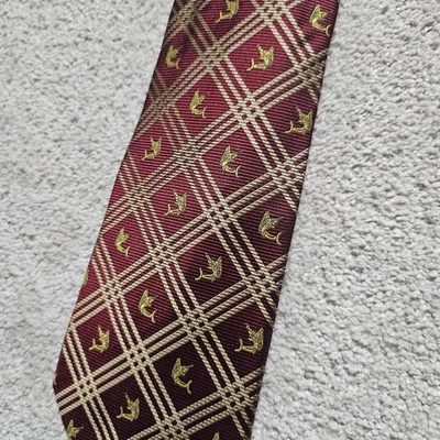 Tommy Bahama Corbata de Seda Isla Borgoña con Patrón Dorado Marlin Geométrico Foto 1 de 4