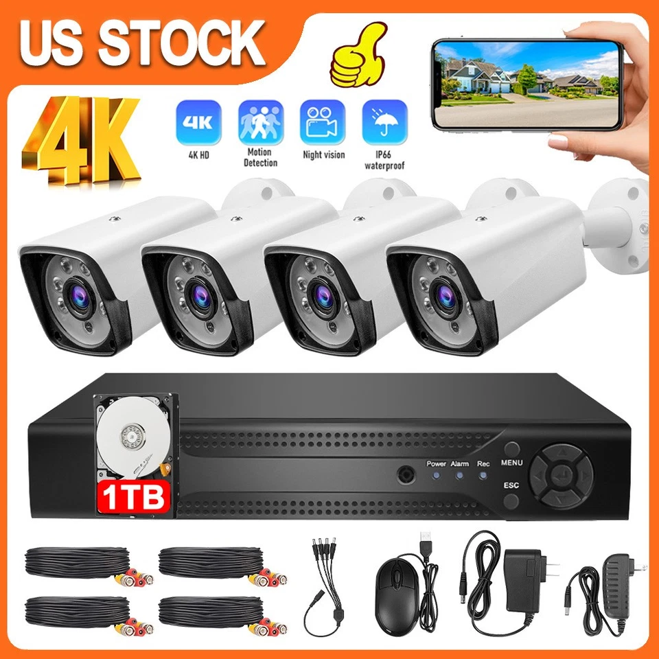 Kit de sistema de cámara de seguridad DVR 4K 5MP Lite 8 canales 1080P exterior con disco duro 1 TB Foto 1 de 4
