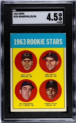 1963 Topps TONY OLIVA ED KRANEPOOL Rookie #228 SGC 4.5 VG/EX+ Condition (2) - Image 1 of 2