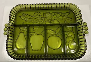 Vtg Indiana Glass 5 Section Divided Serving Fruit/Relish/Nut Dish-Avocado Green - Picture 1 of 7