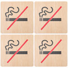 4 Pcs No Smoking Sign Wooden Board Signboards Sticker