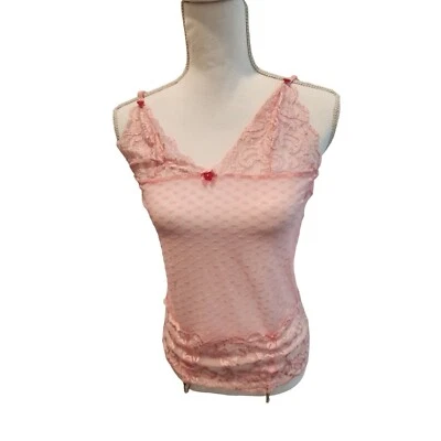 Vintage Años 90 Shirley of Hollywood Top Rosa Encaje Peluche Íntimo Liga M Sexy Foto 1 de 4