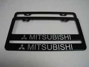 2 Brand New "MITSUBISHI" BLACK Metal License Plate Frame Front&Rear - Picture 1 of 3
