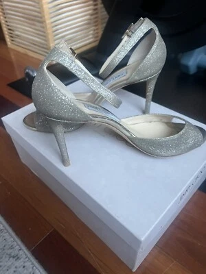 JIMMY CHOO ANNIE 85 凉鞋白金冰尺寸 38.5 $695 — 第 1/4 张图片