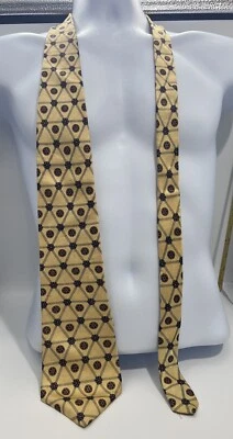 Corbata de cuello de diseñador Oscar de la Renta 100 % seda, cuadros amarillos/azules, hecha en EE. UU. Foto 1 de 4