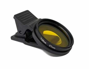 Filtre Jaune 37 MM Lentille Couleur avec Clip pour Smartphones en Noir - Photo 1/4