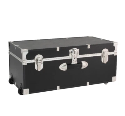 Black Vinyl Storage Trunk Heavy Duty Lockable Camp College Dorm Chest USA Made - Image 1 of 4