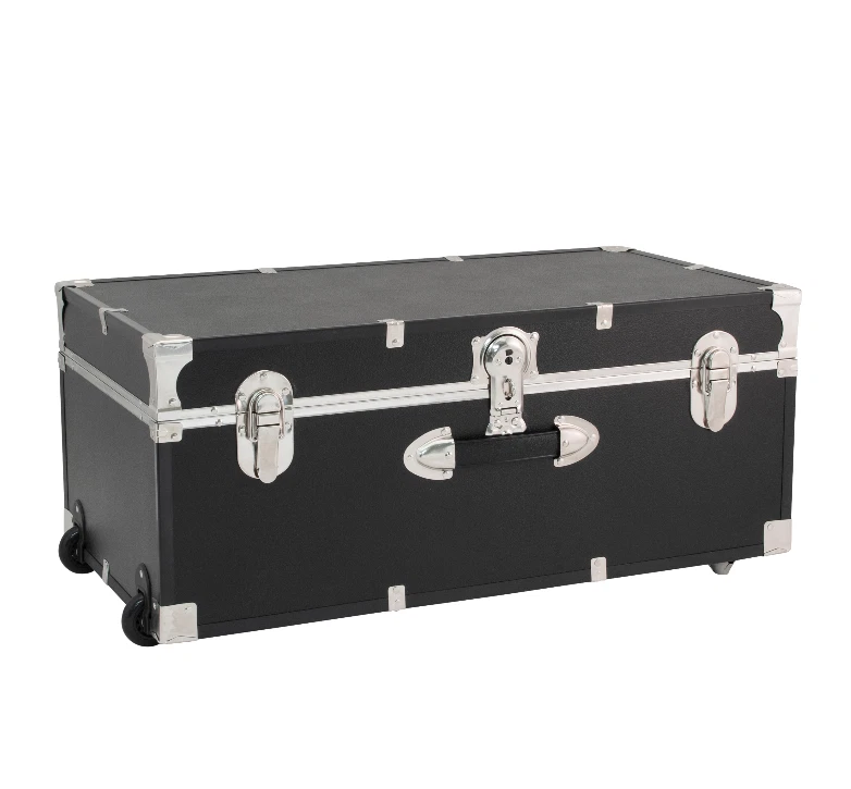Black Vinyl Storage Trunk Heavy Duty Lockable Camp College Dorm Chest USA Made - Image 1 of 4