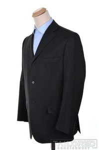 ISAIA Base S Solid Black Aquaspider Wool Jacket Pants SUIT - EU 54 / US 44 S - Picture 1 of 10
