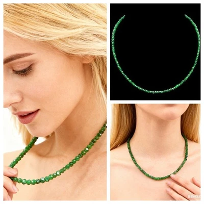 Smaragd Halskette Kette Rondelle 925 silber Geschenk Damen Collier Bailysbeads® - Bild 1 von 4