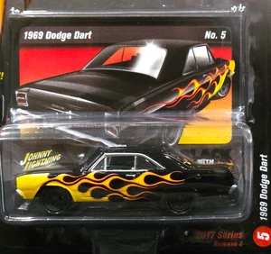 Johnny Lightning 69 1969 Dodge Dart Black With Flames Mopar Collectible Car - Picture 1 of 2