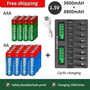 BATTERIE RICARICABILI 4pz AA 9800mAh + 4pz AAA 8800mAh + CARICABATTERIE 4 SLOT - Imagen 1 de 12