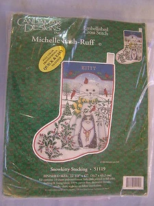 Candamar Designs Snowkitty Embellished Cross Stitch Christmas Stocking Kit - Picture 1 of 1