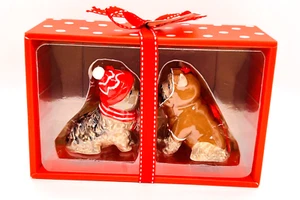 Juego de 2 adornos de árbol de Navidad Blue Sky Clayworks perro terrier Yorkie - Imagen 1 de 20