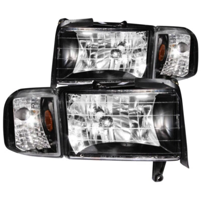 ANZO For 1994-2001 Dodge Ram Crystal Headlights Black Foto 1 de 4