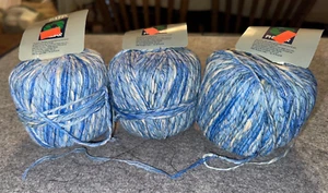 PHIDAR Batik Cotton Nylon YARN Lot of 3 Balls Blue/White Estate - Picture 1 of 3