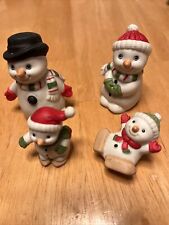Vintage Homco Snowman Family, Set of 4, Mom Dad & Babies, #5504