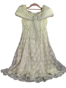 vintage Jessica McClintock bridal girls dress size 7 flowergirl victorian lace - Picture 1 of 9