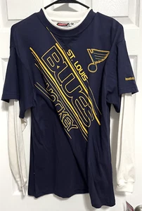 ST LOUIS BLUES YOUTH Boy Face Off Long Sleeve Splitter T-Shirt XL Reebok NEW TAG - Picture 1 of 14