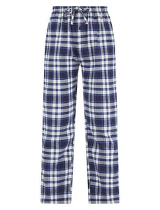 Blue Check Polycotton Lounge Pant PJs Walker Reid Mens Pyjama Trouser Bottoms - Picture 1 of 14