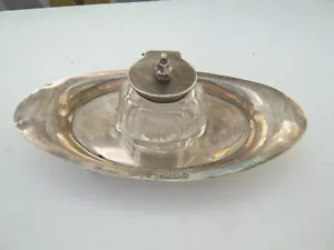 Chester 1902 Sterling Silver Inkwell & Stand Pen Tray By James Deakin & Sons - Picture 1 of 7