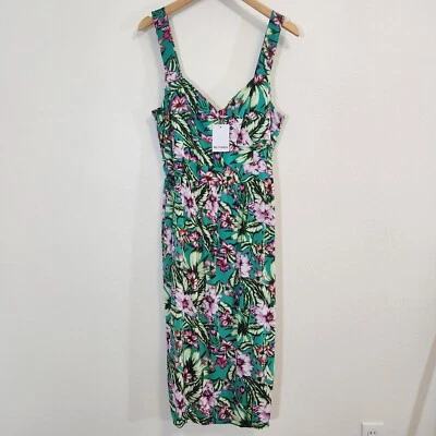 Vestido Walter Baker Mujer XL Verde Tropical Hawaiano Vacaciones Crucero NUEVO $90 Foto 1 de 4
