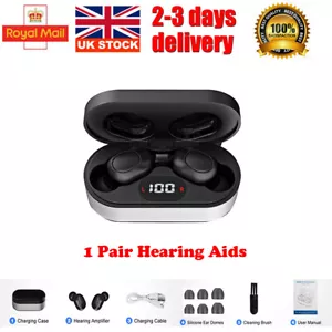 1 Pair Digital Rechargeable Hearing Aids In-Ear Sound Voice Amplifier UK Stock - Picture 1 of 13