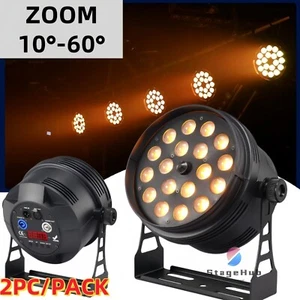 Paquete de 2 piezas de luces de escenario LED Par Zoom 18x18w 6IN1 10-60° IP20 DJ Disco LED Par Can - Imagen 1 de 9