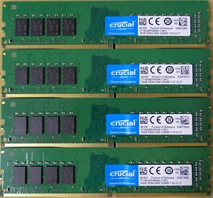 Crucial 64 GB (4 pezzi da 16 GB) PC4-19200 DDR4-2400 - Foto 1 di 1