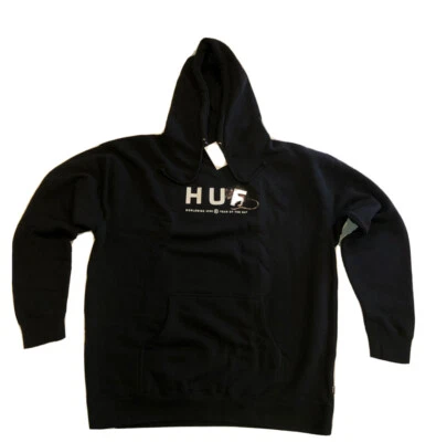 HUF Sudadera Para Hombres XL Negro Blanco Logo 2020 Año de la Rata Sudadera con Capucha Pullover Patín Foto 1 de 4
